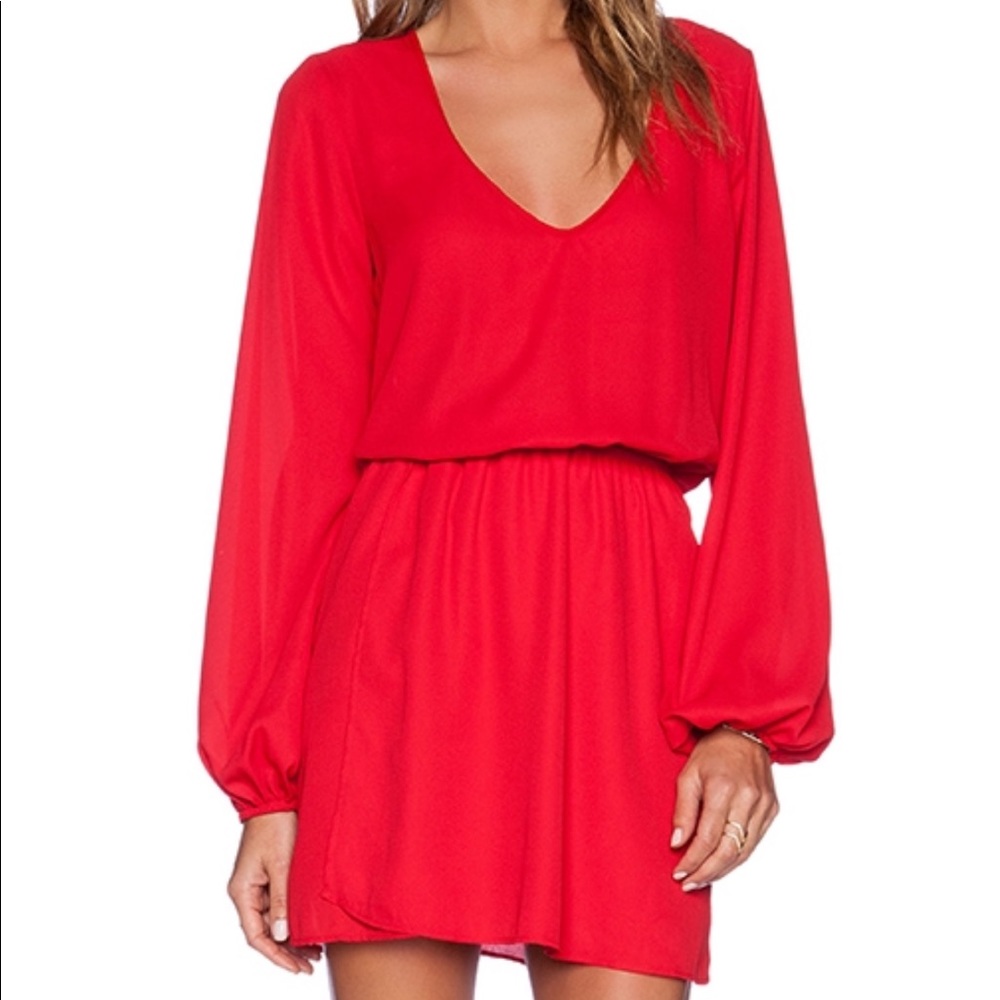 Red silky dress